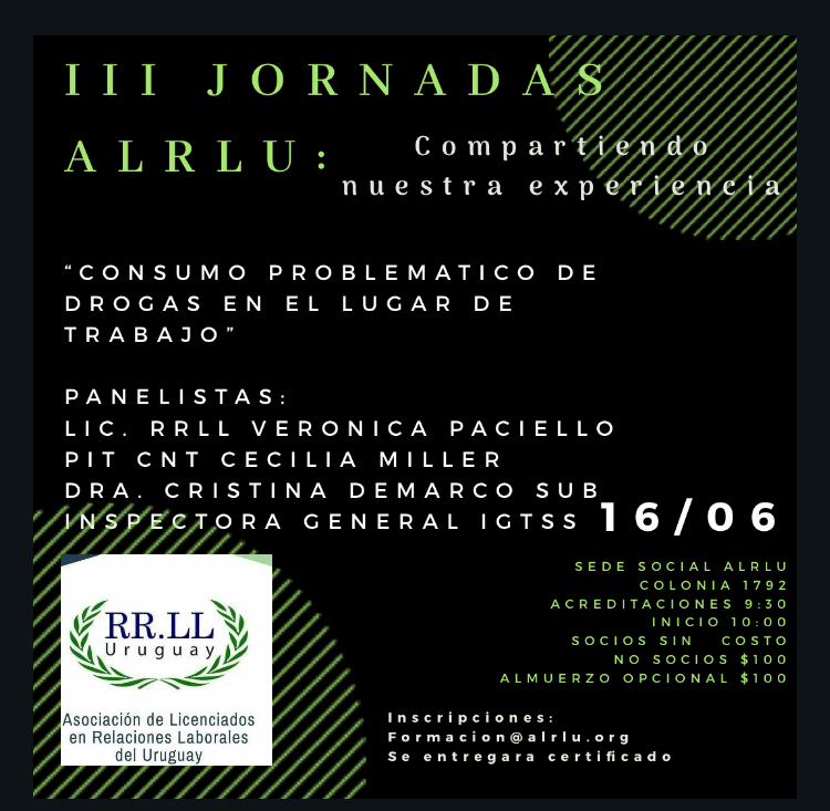 III Jornada de ALRLU: «Consumo problemático de drogas en el lugar de trabajo»