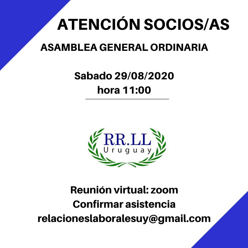 ASAMBLEA GENERAL ORDINARIA – SOCIOS/AS ALRLU